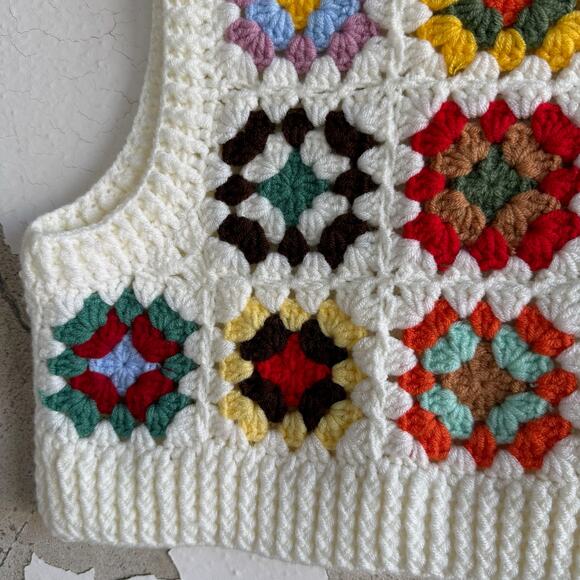 Handmade Crochet Granny Square Vest - Fits Like Small - Picture 2 of 4